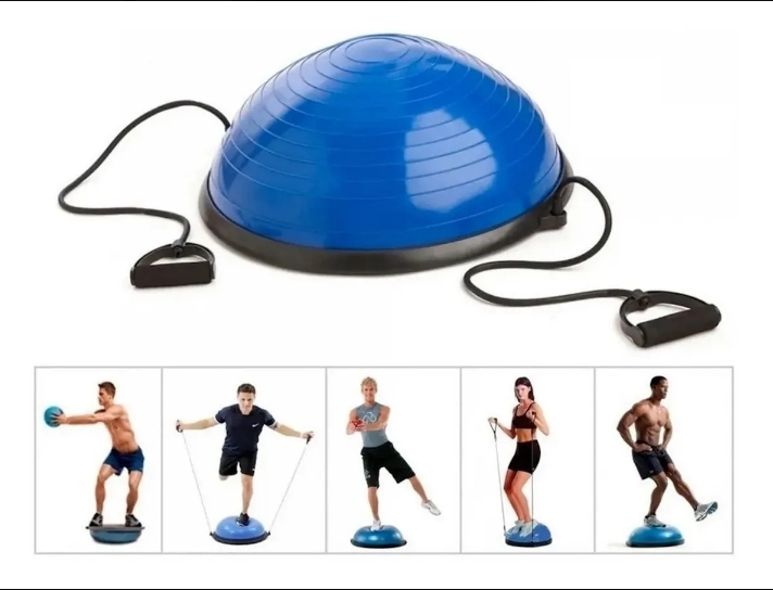 Bosu. Plataforma propiocepcion neumática, 60 cm. Soporta 200 Kg. Base + inflador y 2 bandas. Precio. $U 2720. Ref. Nº 58